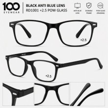 100 EYEWEAR BLACK ANTI BLUE LENS RD1001 +2.5 POW G...