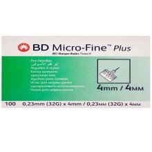 BD MICRO- FINE + PEN NEEDLES 32G X 4MM 100'S