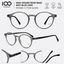 100 EYEWEAR GRAY ROUND REAR MAG/ ANTI BLUE LENS RX...