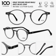 100 EYEWEAR GRAY ROUND REAR MAG/ ANTI BLUE LENS RX...