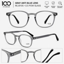 100 EYEWEAR GRAY ANTI BLUE LENS REJ9105 +2.5 POW G...