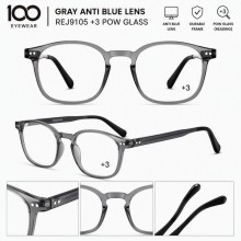 100 EYEWEAR GRAY ANTI BLUE LENS REJ9105 +3 POW GLA...