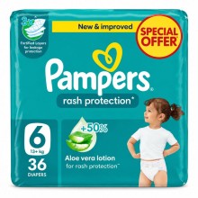 PAMPERS RASH PROTECTION DIAPER ALOE VERA S6 - 36DI...