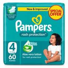 PAMPERS RASH PROTECTION DIAPER ALOE VERA S4 - 60 D...