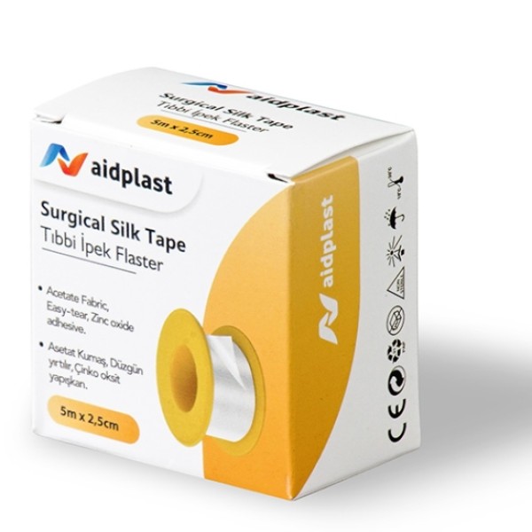 AIDPLAST SURGICAL SILK TAPE 5M X 2.5CM -V202