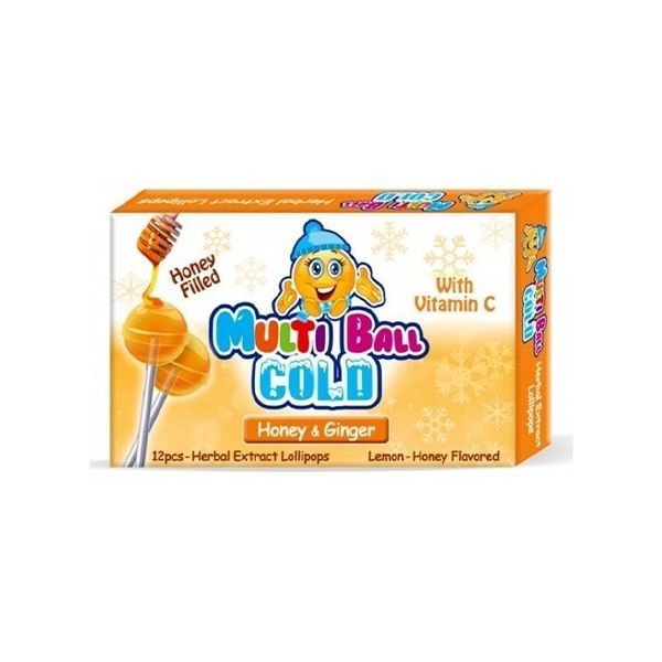 Multi Ball Cold Lollipops Ginger & Honey 12'S
