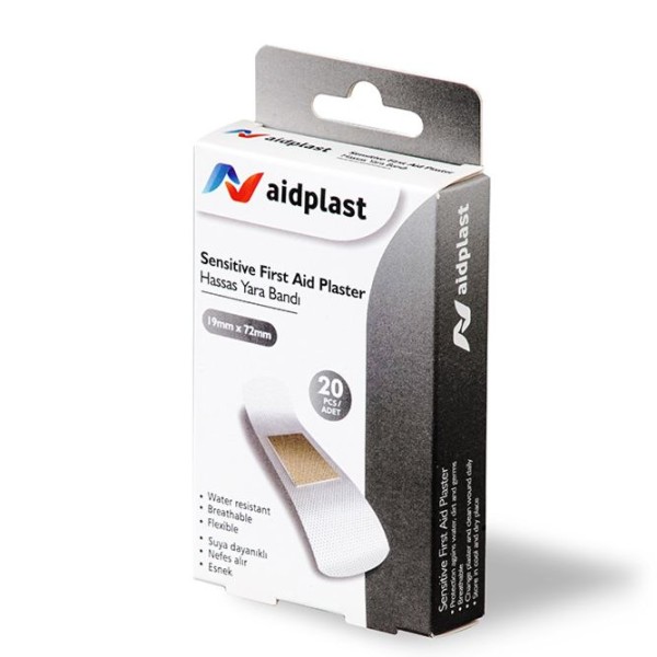 AIDPLAST SENSITIVE FIRST AID PLASTER 19X72MM 20'S -V910