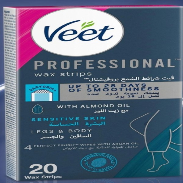 VEET WAX STRIPS SENSITIVE LEGS & BODY 20'S ( PROFESSIONAL )