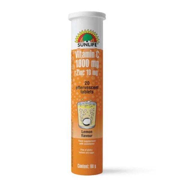 Sunlife Vit-C 1000Mg+Zinc 10Mg Eff. Tab 20'S