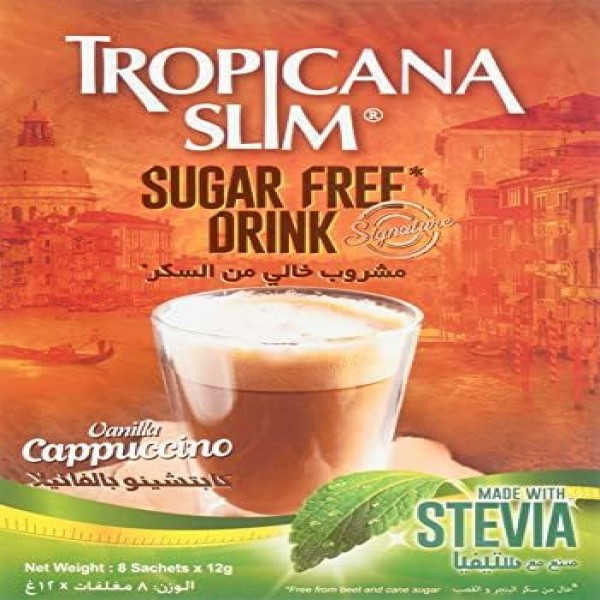 Tropicana Slim Vanilla Cappuccino S/Free Drink 8 Sachets