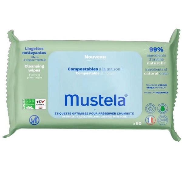 Mustela 60  Cleansing Wipes For Diaper Change