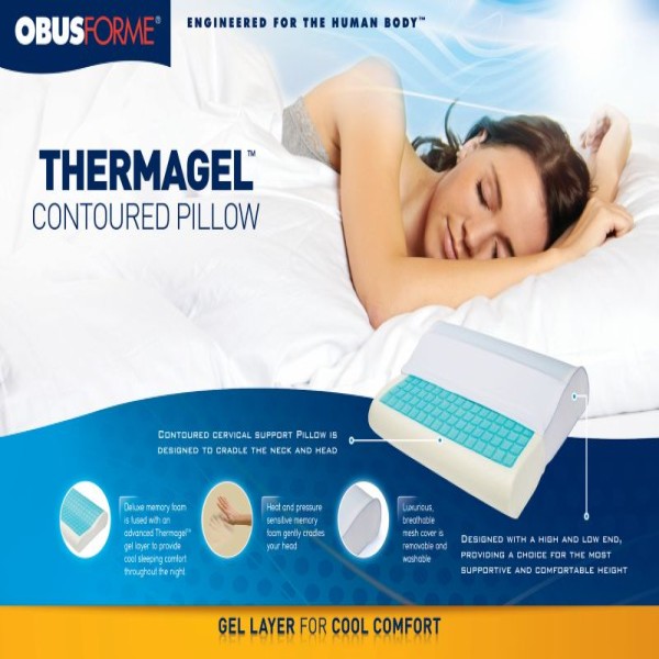 OBUSFORME THERMAGEL MEMORY FOAM CONTOUR PILLOW