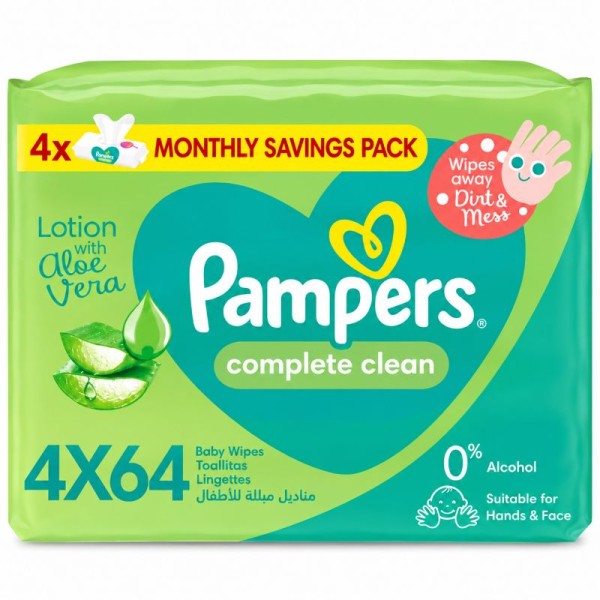 PAMPERS BABY WIPES ALOE VERA (4*64) PCS