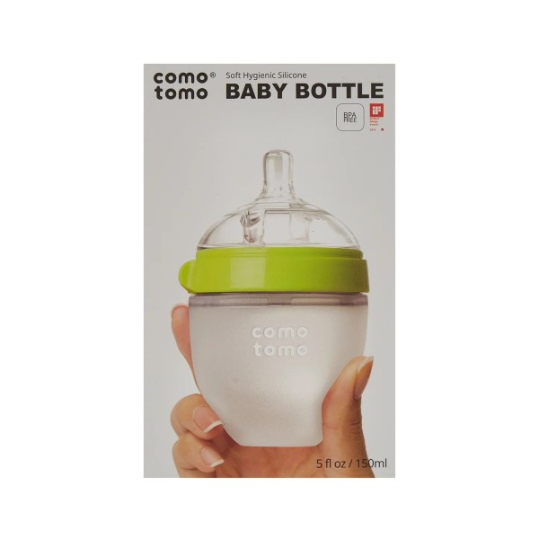 Comotomo Soft Hygienic Silicon Baby Bottle Green&White-150 Ml