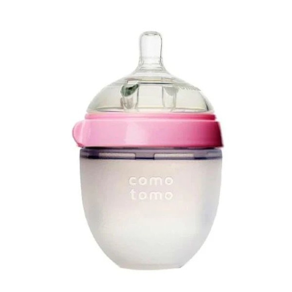 Comotomo Soft Hygienic Silicon Baby Bottle Pink&White-150 Ml