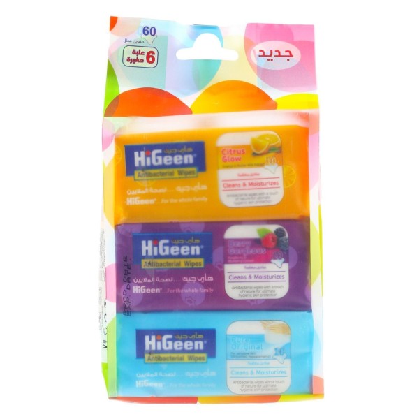Higeen Antibact Wipes Mini Pack 6*10'S