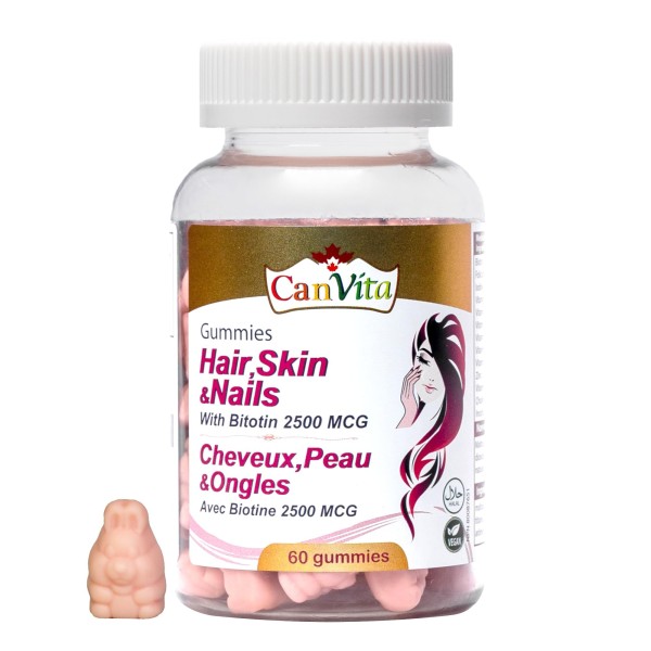 Canvita Hair & Skin & Nail With Biotin 2500Mcg Gummies  60'S