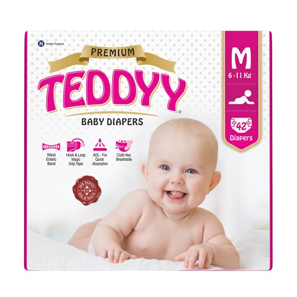 TEDDYY BABY DIAPERS PREMIUM MEDIUM 42'S