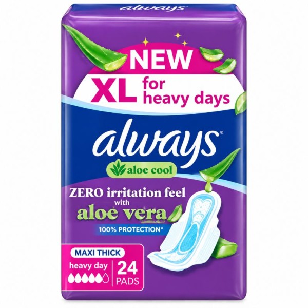 ALWAYS MAXI THK ALOE COOL (ZERO IRRIATION) XL 24'S