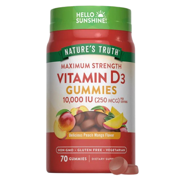 Nature'S Truth Maximum Strength Vitamin D3 10,000 Iu Gummies Peach 70'S
