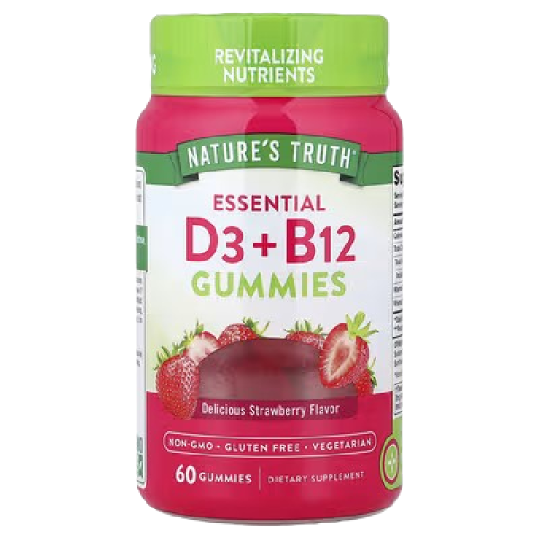 Nature'S Truth Essential D3+B12 Gummies-Natural Strawberry 60'S